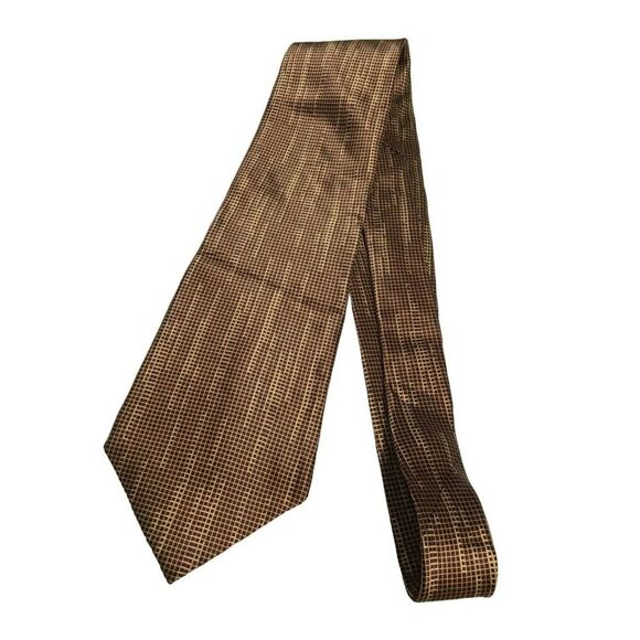 5/$10 DKNY 100% Silk Checked Tie 58in Brown Tan - Picture 1 of 5